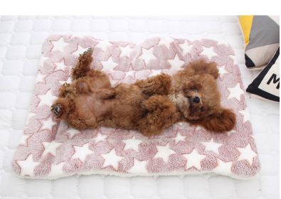 Cat dog sleeping mat warm thickened Sleeping pad blanket;  dog house warm mattress pet cushion (colour: White Star with Bean Paste, size: No.6 79*60cm)