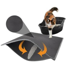 Pet Cat Litter Mat Double Layer Waterproof Urine Proof Trapping Mat,Cat scratching mat (Color: Black, size: 55x70 cm Foldable)