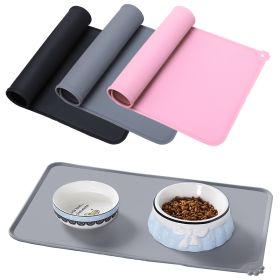 Silicone Dog Cat Bowl Mat Non-Stick Pet Fountain Tray Waterproof Food Pad Puppy Dogs Feeding Drinking Mat Easy Washing Placemat (Color: Black)