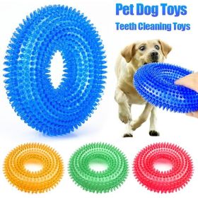 Pet Toys Bite Resistant Sound Toy Chew Teeth Clean Large Dog Golden Retriever Barbed TPR Training Teeth Cleaning Thorn Circle (Color: Orange)