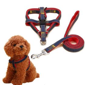 Pet Dog Chest Back Leash Set Adjustable Dogs Chest Back Traction Rope Puppy Pet Nylon Durable Outdoor Walking Rope Chain Belt (Color: Red, size: S)