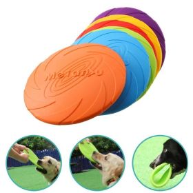 Pet UFO Toys New Small Medium Large Dog Flying Discs Trainning Interactive Toy Puppy Rubber Fetch Flying Disc 15CM (Color: Blue)