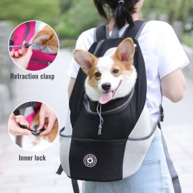 Pet Dog Carrier Bag Carrier For Dogs Backpack Out Double Shoulder Portable Travel Backpack Outdoor Dog Carrier Bag Travel Set (Color: Black, size: L for 10-13kg)