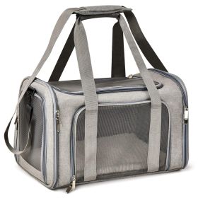 Carrier for Cat Pet Soft Transport Bag Foldable Dog Backpack 4 Open Doors Cat Ventilate Travel Bag Pet Supplies (Color: Grey, size: 45x28x28(cm))