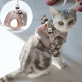 Fashion Plaid Cat Harnesses for Cats Mesh Pet Harness and Leash Set Katten Kitty Mascotas Products for Gotas Accessories (Color: Red Mesh, size: XS-suit 0.6-1.2kg)