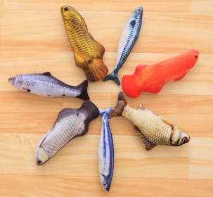 Cat toy;  imitation fish toy;  pet;  plush cat;  mint fish;  cat;  carp toy (Color: Silver Arowana, size: 30cm with zipper)
