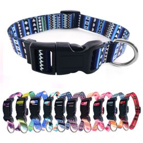 Pet supplies Digital printing Pet collar Bohemian collar Ethnic dog collar (Color: Bohemian blue, size: L)
