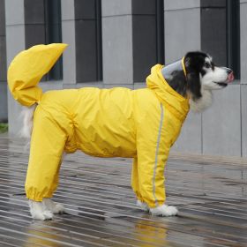 Covered tail dog raincoat large dog full package golden hair big dog clothes four foot pet supplies (Color: yellow for male dog, size: 8XL)