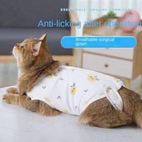 Sterilization clothing for cats in summer, thin female cat surgical clothes, weaning clothing, licking-proof and hair-shedding-proof clothing for cats (Color: Lemon cat surgical suit, size: L)