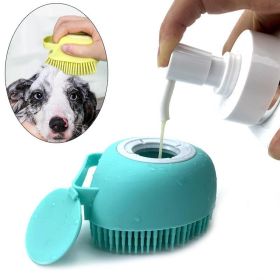 Bathroom Puppy Big Dog Cat Bath Massage Gloves Brush Soft Safety Silicone Pet Accessories for Dogs Cats Tools Mascotas Products (Color: Blue, size: Square)