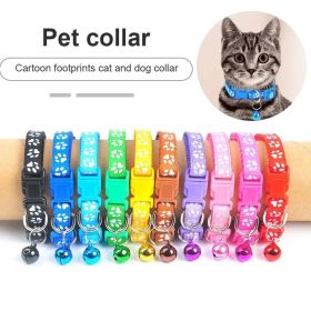 New Cute Bell Collar For Cats Dog Collar Teddy Bomei Dog Cartoon Funny Footprint Collars Leads Cat Accessories Animal Goods (Metal Color: Yellow, size: 1 Piece)