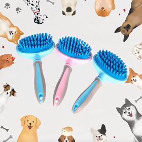 Dog brush High Quality Silicone Pet Dog Cat Grooming Comb Brush for Bathing Cleaning Massage Plastic Brush Comb for Dogs Cats (Color: Blue)