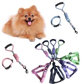 1 Set Pet Supplies Pet Chest and Back Cover Linen Plain Handle Round Rope Explosion-proof Punch Adjustable Traction Rope (Color: green, size: 2)