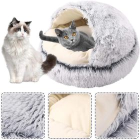 New Style Pet Cat Bed Dog Bed Round Plush Warm Cat's House Soft Long Plush Best Pet Bed Dogs For Cats Nest 2 In 1 Cat Accessorie (Color: Pink, size: 65cm)