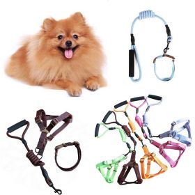 Dog Leash Two-color Machine Woven Nylon Handle Round Rope Pockmark Pet Chest Back Collar Pet Supplies (Color: Black, size: 2)