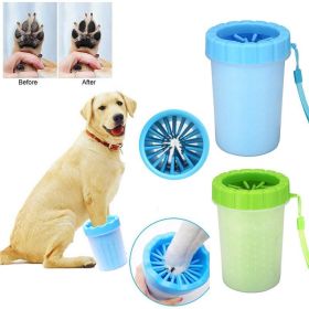 Pet Dog cat Paw Cleaner Cup Outdoor portable Soft Silicone Combs Quickly Wash Foot Cleaning Bucket Pet Foot Wash Tools (Color: Blue, size: S)