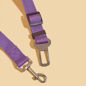 Adjustable Pet Safety Belt Leash; Dog Car Seat Belt For Dogs & Cats Outdoor Travelling (Color: purple, size: 72)