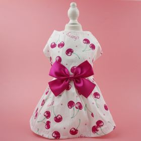 Summer Dog Dress; Pet Clothes With Bow Floral Pattern; Dog Skirt For Small & Medium Dogs (Color: Dark Pink, size: M)