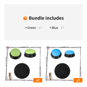 Dog Talking Button For Communication; Voice Recording Button Pet Training Buzzer; Dog Buttons (Color: Green+Blue)
