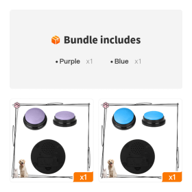 Dog Talking Button For Communication; Voice Recording Button Pet Training Buzzer; Dog Buttons (Color: Purple+Blue)
