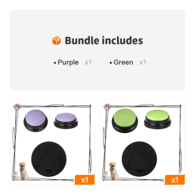 Dog Talking Button For Communication; Voice Recording Button Pet Training Buzzer; Dog Buttons (Color: Purple+Green)