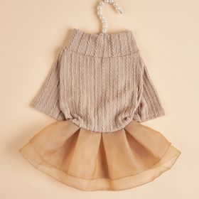 Pet Dog Knitted Fabric Mesh Short Skirt Dress; Cute Cat Apparel; For Small & Medium Dogs (Color: Khaki, size: L)