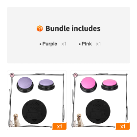 Dog Talking Button For Communication; Voice Recording Button Pet Training Buzzer; Dog Buttons (Color: Purple+Pink)