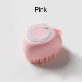 Softness Silicone Pet Brush For Dog & Cat; Dog Hair Massage Bath Brush With Shower Gel Dispenser (Color: Heart Pink)