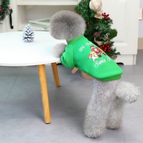 Christmas Pet Hoodie With Santa Claus Pattern For Dog & Cat; Festive Dog Hoodie; Warm Cat Sweater (Color: Emerald Green, size: S)