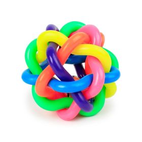 1pc Pet Chew Toys; Colorful Rubber Balls With Bell Bite Resistant Interactive Toy For Dogs & Cats (size: small)