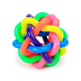 1pc Pet Chew Toys; Colorful Rubber Balls With Bell Bite Resistant Interactive Toy For Dogs & Cats (size: large)
