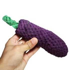 Natural Jute Dog Chewing Rope For Dental Tough With Cute Animals Fruit Eco-Friendly Knot (Style: Eggplant)