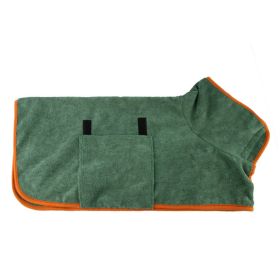 Pet Bath Towel For Dog & Cat; Microfiber Dog Bathrobe; Absorbent Cat Towel; Quick Dry Pet Bathrobe (Color: dark green, size: S)