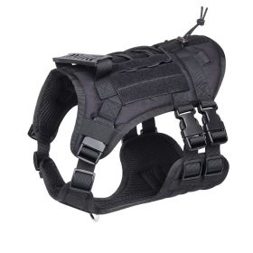 Tactical Dog Harness For Small Medium Large Dog; Dog Harness Vest With Soft Padded And D-Ring Collar (Color: Black, size: L)