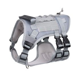 Tactical Dog Harness For Small Medium Large Dog; Dog Harness Vest With Soft Padded And D-Ring Collar (Color: Grey, size: L)