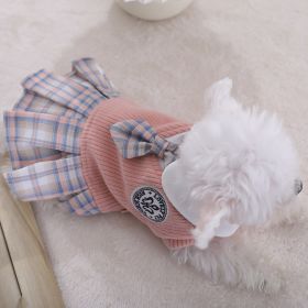 Sweet Bowknot Dog Sweater Dress; Winter Warm Pet Clothes; Costume For Small Medium Large Dog & Cat (Color: Pink, size: S)