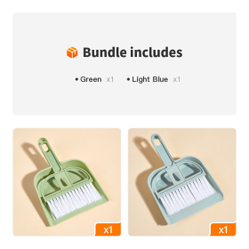 Pet Cleaning Broom Set With Broom And Trash Shovel; Pet Cleaning Scoop (Color: Green+Light Blue)