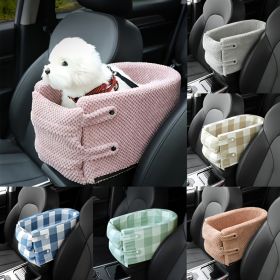 Pet Car Seat For Small Dog & Cat; Cat Safety Seat Anti-dirty Cushion Dog Cage; universal For All Models (Color: Small Plaid Green - Cotton)