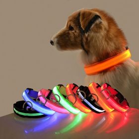 Glow-In-The-Dark Pet Collar For Dog & Cat; LED Dog Collar For Night Walking; USB charging (Color: White, size: XS)