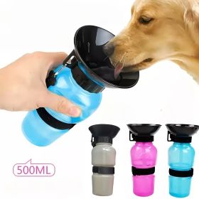 1pc Dog Water Bottle; Plastic Dog & Cat Water Bottle Mug 500ml For Outdoor Travel (Color: Grey)