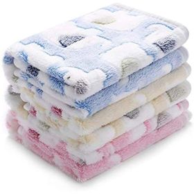 1 Pack 2 Blankets Super Soft Fluffy Premium Cute Elephant Pattern Pet Blanket Flannel Throw for Dog Puppy Cat (Color: Blue, size: Large (Pack of 2))