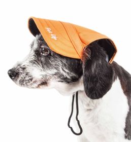 Pet Life 'Cap-Tivating' Uv Protectant Adjustable Fashion Dog Hat Cap (Color: Orange, size: large)