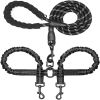 Dual Dog Leash; Tangle Free With Reflective Stitching; 2 Dog Leashes With Heavy Duty Metal Clip