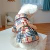 Pet Dress; Plaid Dog Dress With Belt; Winter Cat Dress Pet Clothes For Small Medium Dogs & Cats