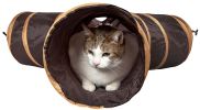 Pet Life 3-Way Kitting-Go-Seek Interactive Collapsible Passage Kitty Cat Tunnel